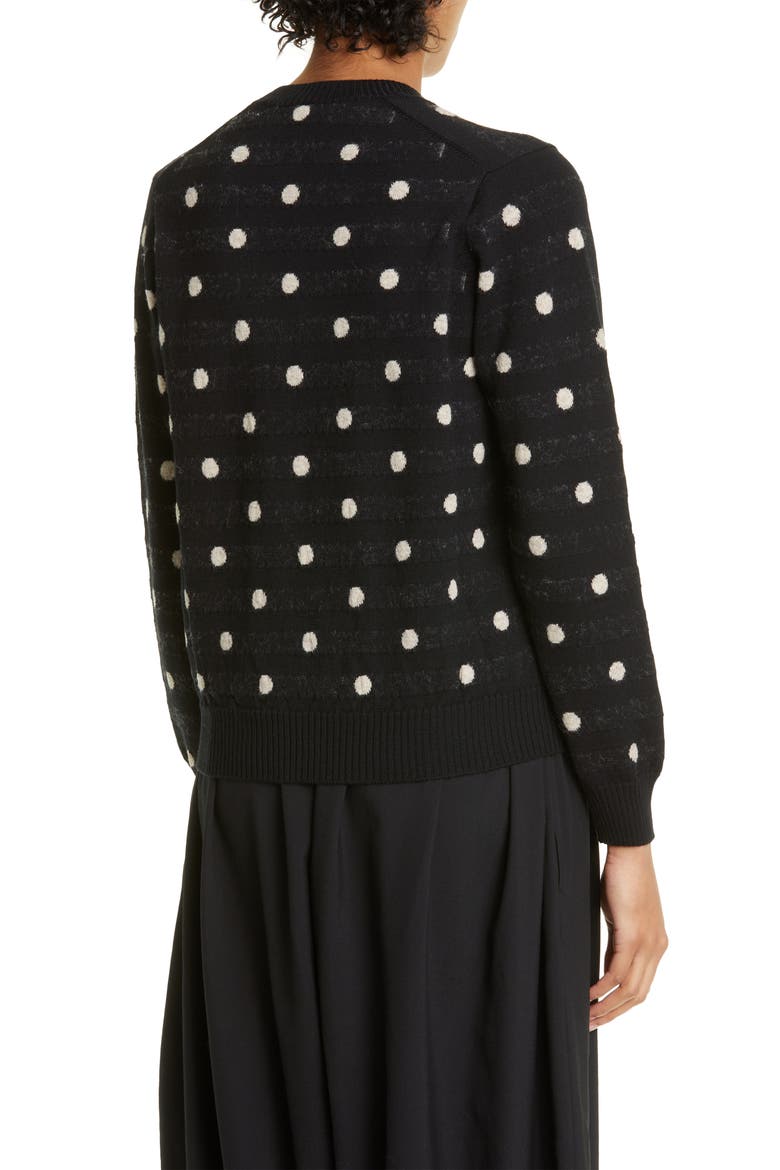 Polka Dot Jacquard Wool Blend Sweater, Alternate, color, BLACK X BEIGE