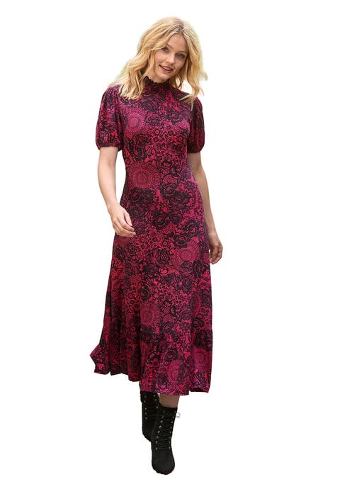 Stretch Knit Mockneck Midi Dress (Plus)