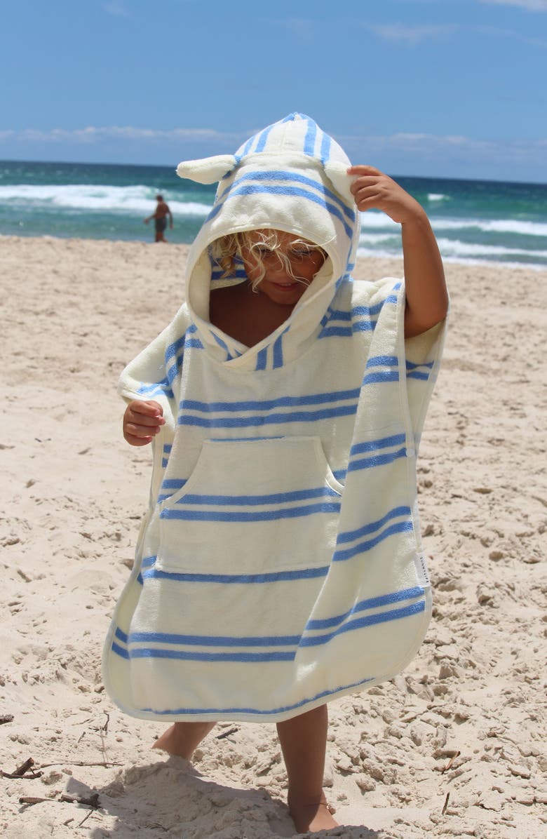 Sunnylife Kids' Sammy Stripe Hooded Terry Towel, Alternate, color, Blue