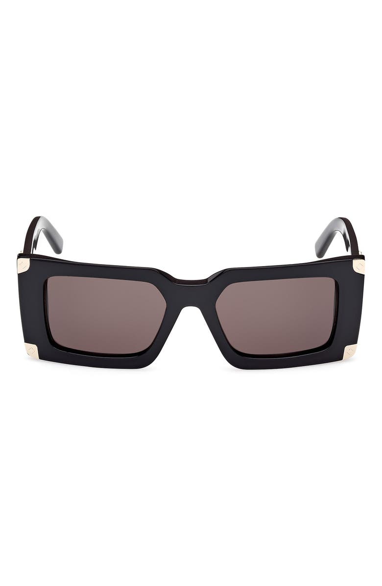 MCM 52mm Rectangular Sunglasses, Main, color, Shiny Black / Smoke