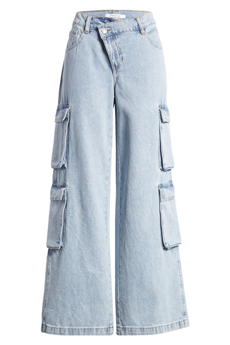 '90s Asymmetric Fly Wide Leg Cargo Jeans, Alternate, color, SHILOH BLUE