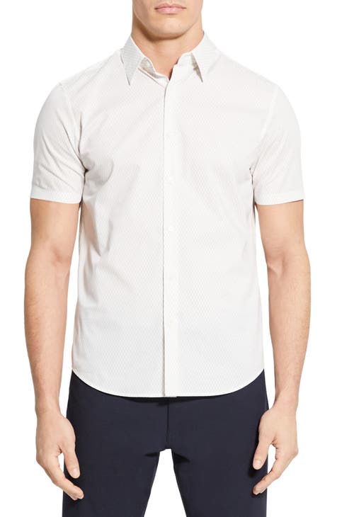 Irving Geo Print Stretch Short Sleeve Button-Up Shirt