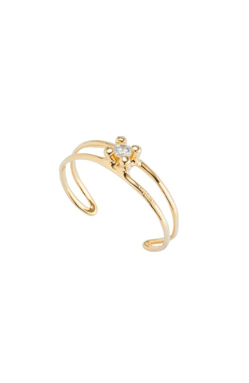 Unode50 Rigid Semi-open Sterling Silver-plated Bracelet With Central Crystal In Gold