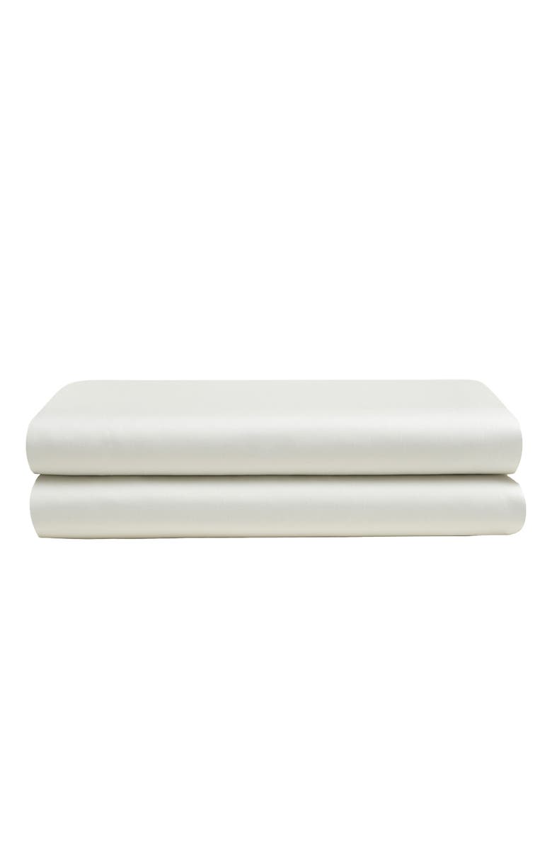 Zsa Zsa Zsu Solid Cotton Sateen 300 Thread Count King Flat Sheet, Main, color, Ecru