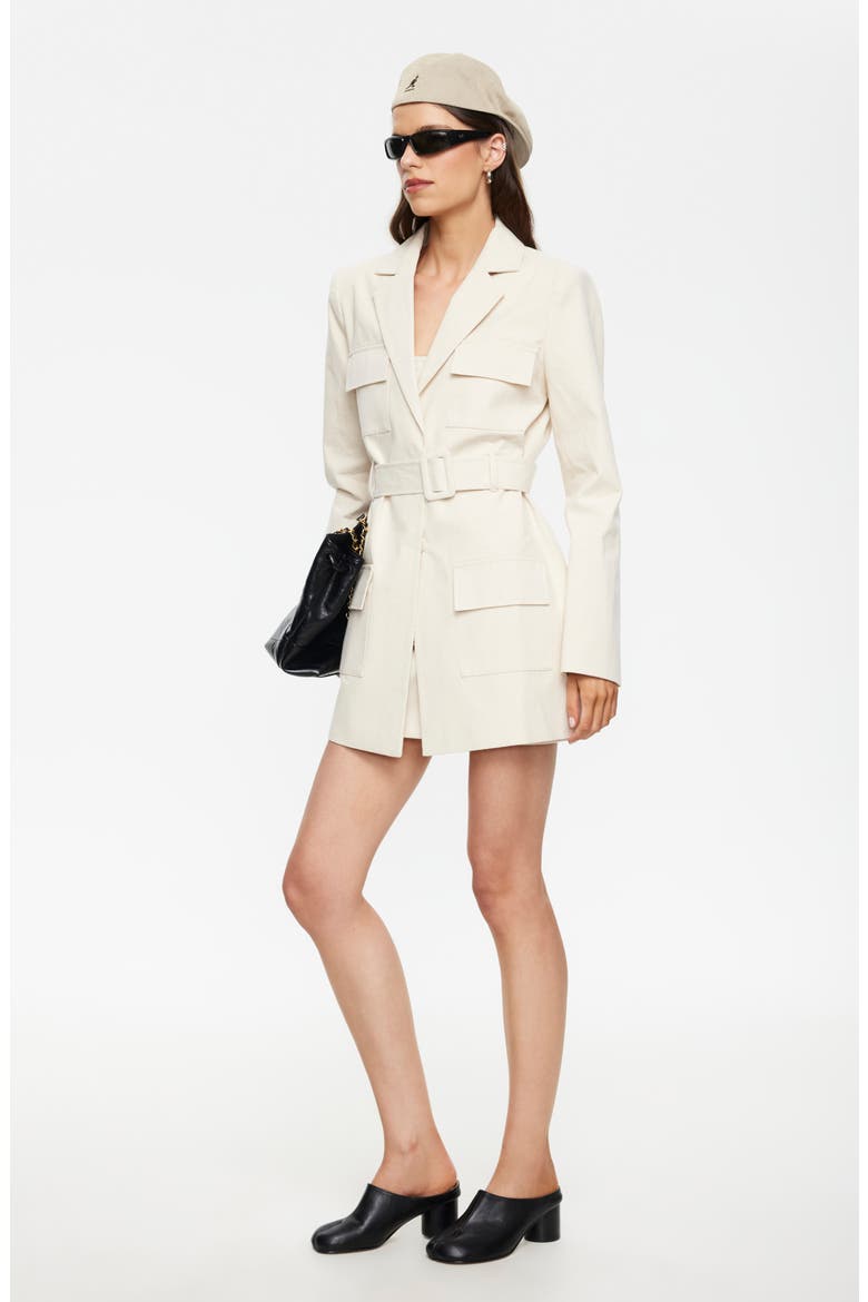 Steinway Belted Long Sleeve Blazer Minidress, Alternate, color, BEIGE