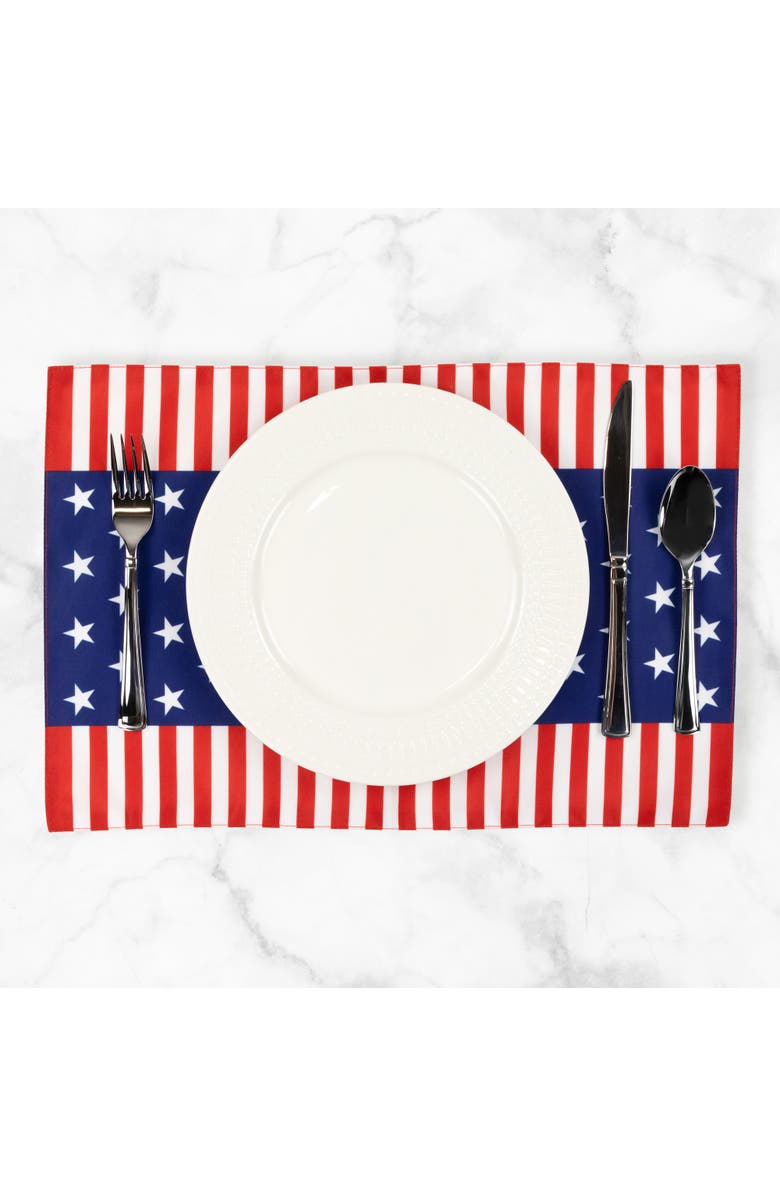 Northlight Set of 4 Stars and Stripes Americana Printed Placemats 18", Alternate, color, Blue