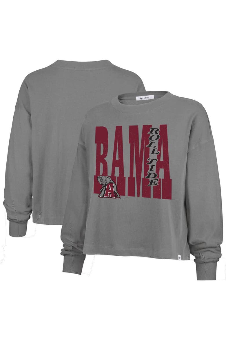 Women's '47  Gray Alabama Crimson Tide Stacked Sydney Long Sleeve T-Shirt, Main, color, Gray