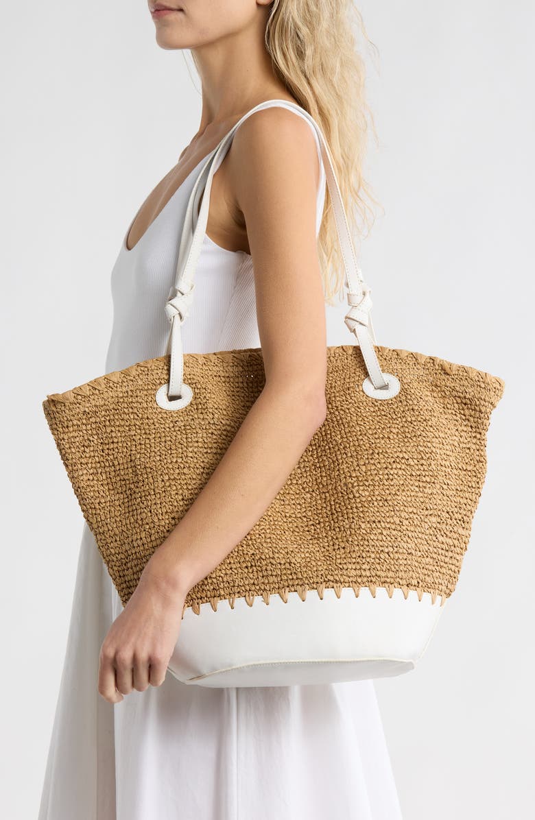Collection XIIX Curved Straw Tote Bag, Alternate, color, Natural White