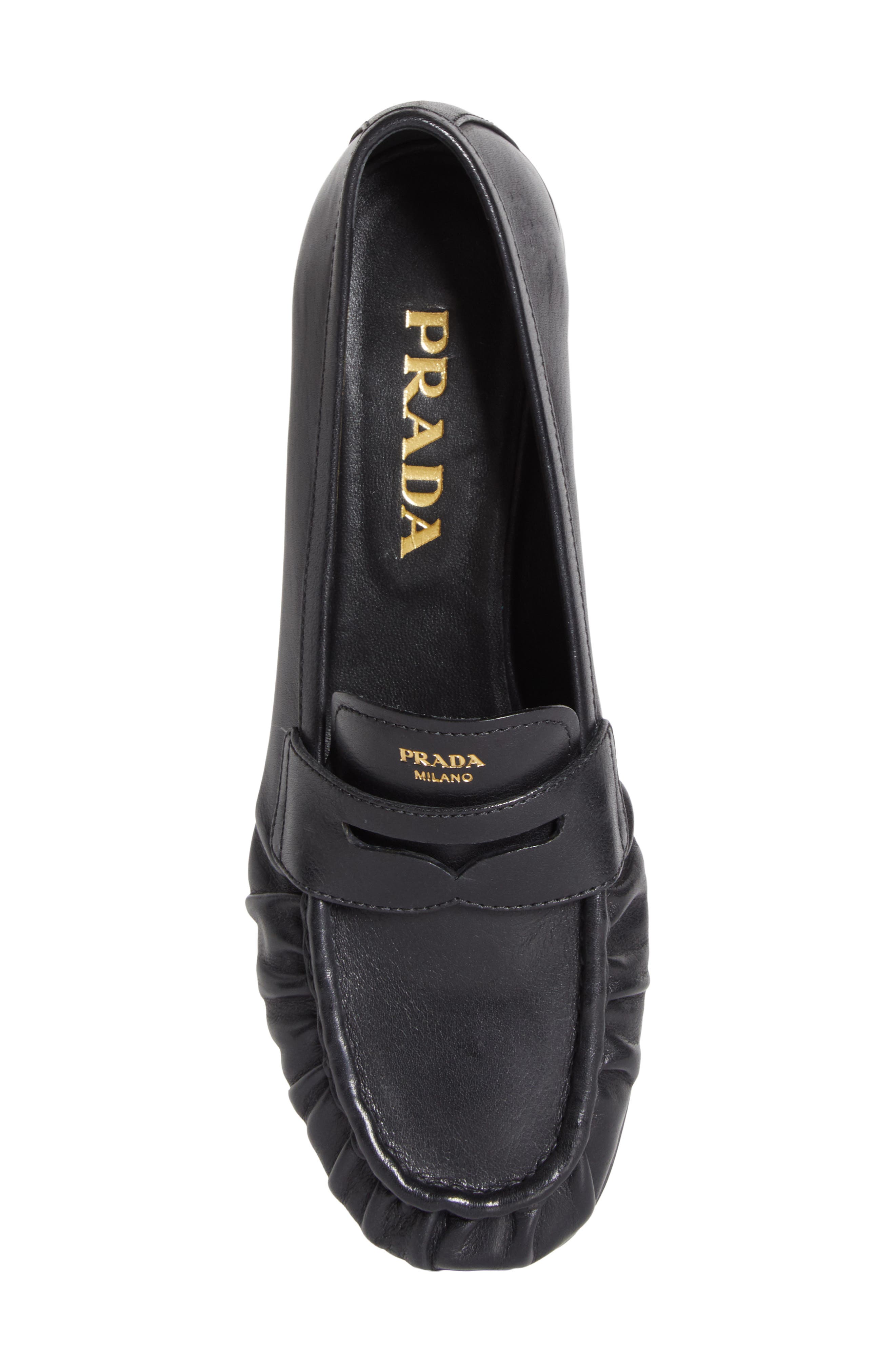 Ruched Leather Loafer, Alternate, color, NERO
