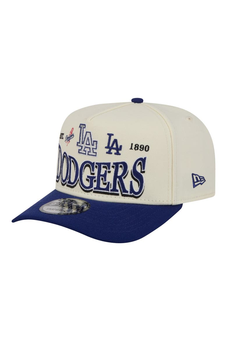 Men's New Era Cream Los Angeles Dodgers Throwback Tri-Hit A-Frame 9FIFTY Adjustable Hat, Main, color, Cream