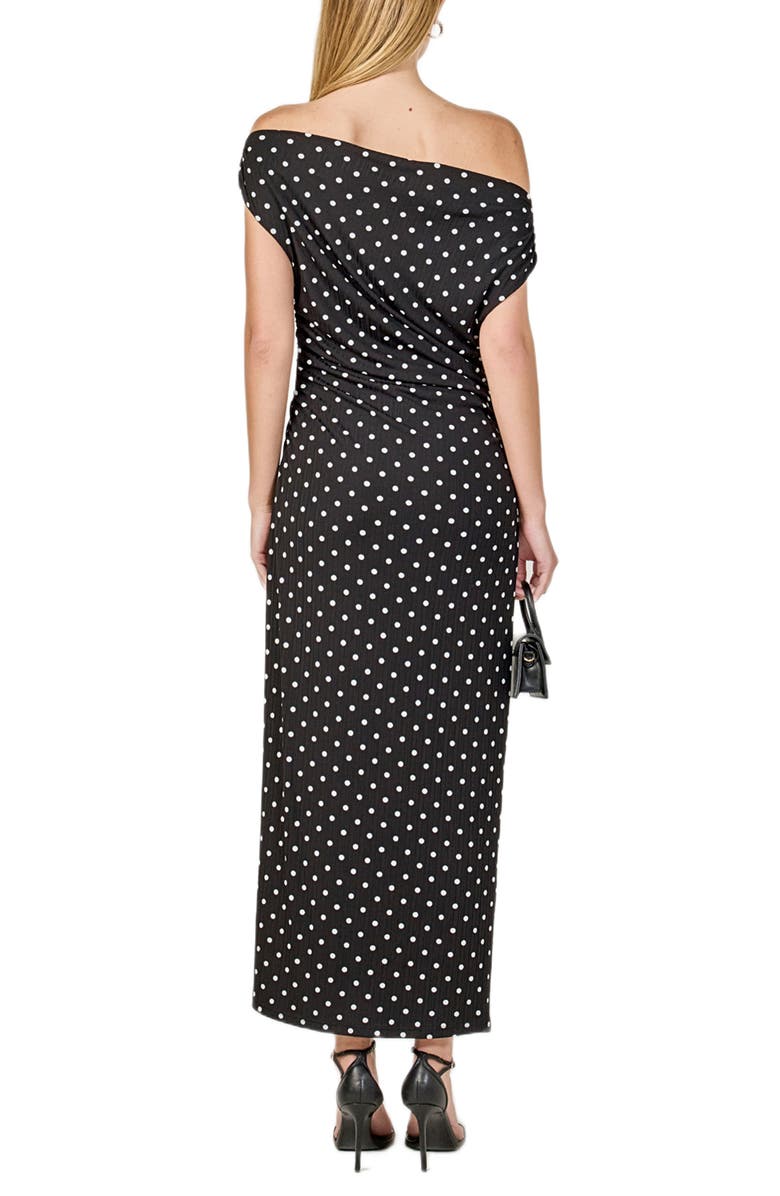 Endless Rose Asymmetric Polka Dot Column Dress, Alternate, color, Black/ White Dot