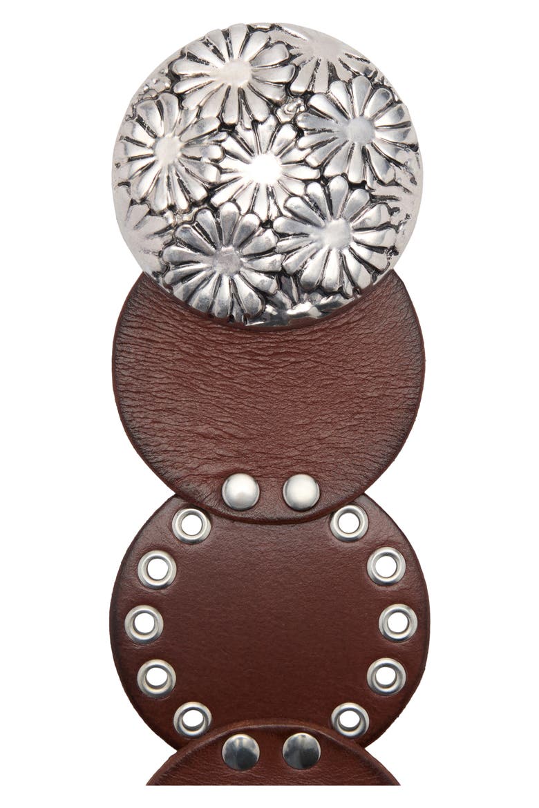 Studded Leather Belt, Alternate, color, BROWN