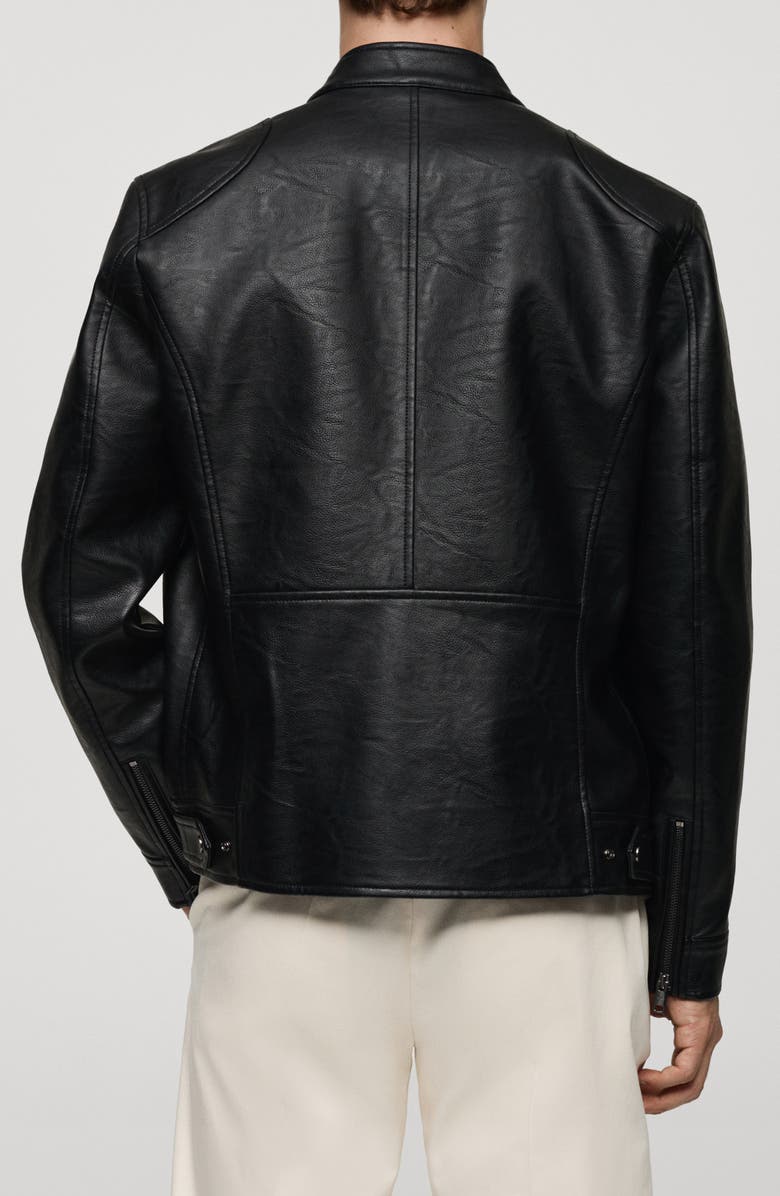 MANGO Faux Leather Zip Jacket, Alternate, color, 