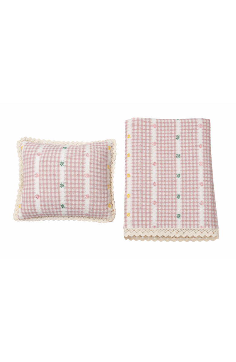 Bebe Bella Girl Knit Floral Blanket Pillow Set, Main, color, Misty Rose