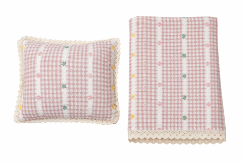 Girl Knit Floral Blanket Pillow Set (Baby)