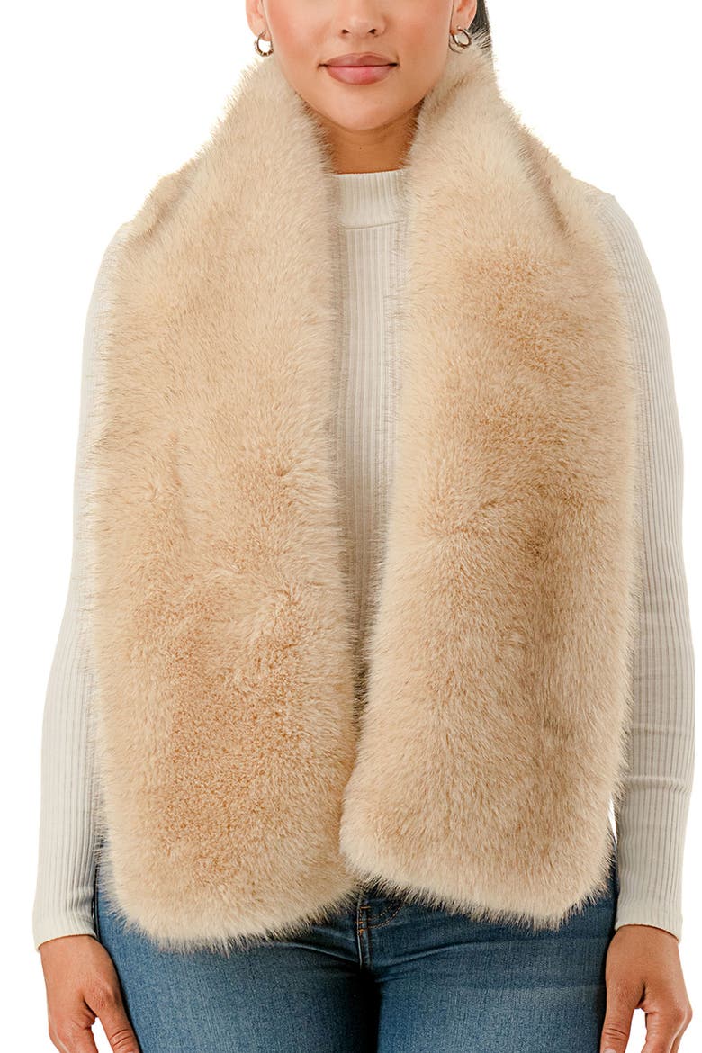 Faux Fur Pull-Through Scarf, Alternate, color, IVORY