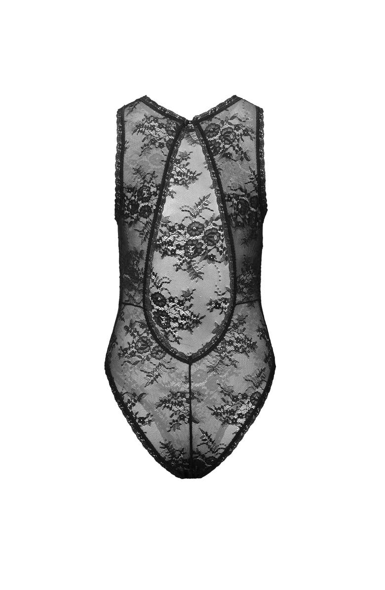 Adore Me Hazelle Bodysuit Lingerie, Alternate, color, Black