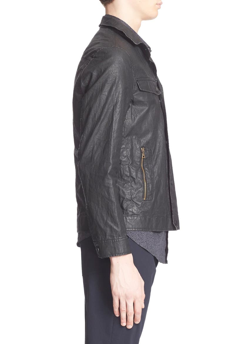 Waxed Linen Jacket, Alternate, color, BLACK/ WHITE