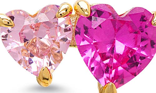 Lily Nily Kids' Double Hearts Cubic Zirconia Stud Earrings In Open Pink