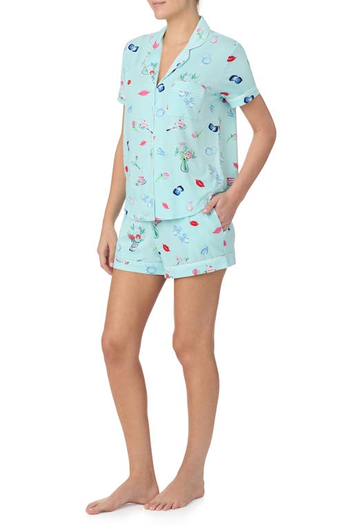 Shop Kate Spade New York Print Short Pajamas In Blue/print