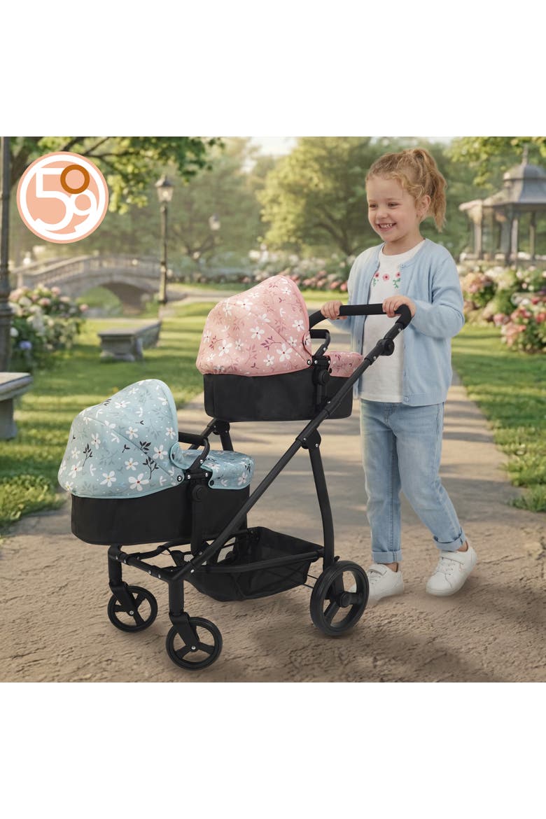 Springtime Deluxe City Twin Doll Stroller, Alternate, color, Multicolored