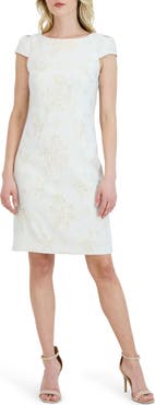 Julia Jordan Metallic Floral Jacquard Sheath Dress