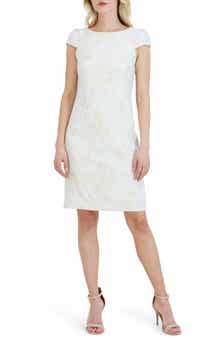 Julia Jordan Metallic Floral Jacquard Sheath Dress