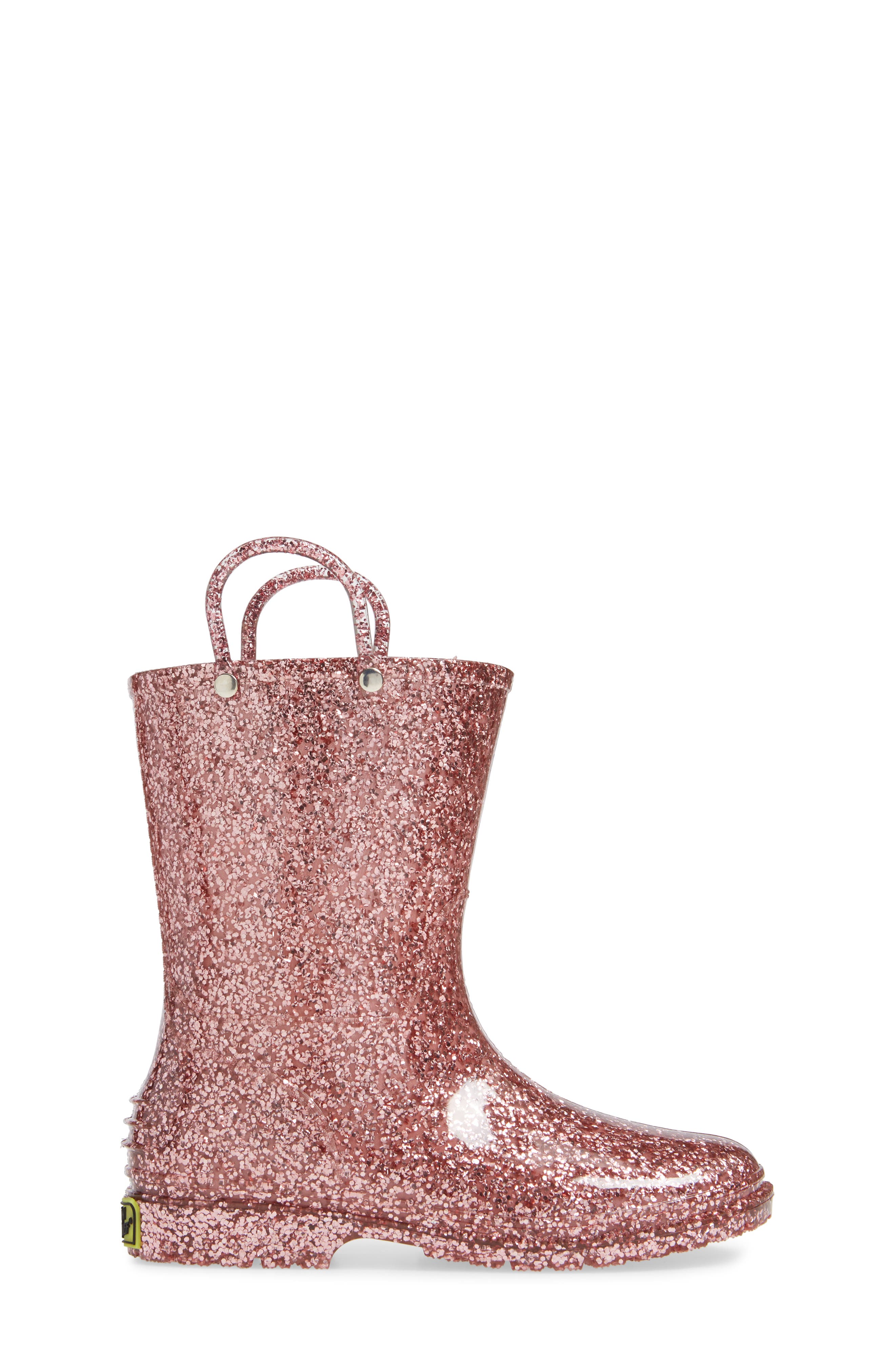 Glitter Waterproof Rain Boot, Alternate, color, ROSE GOLD