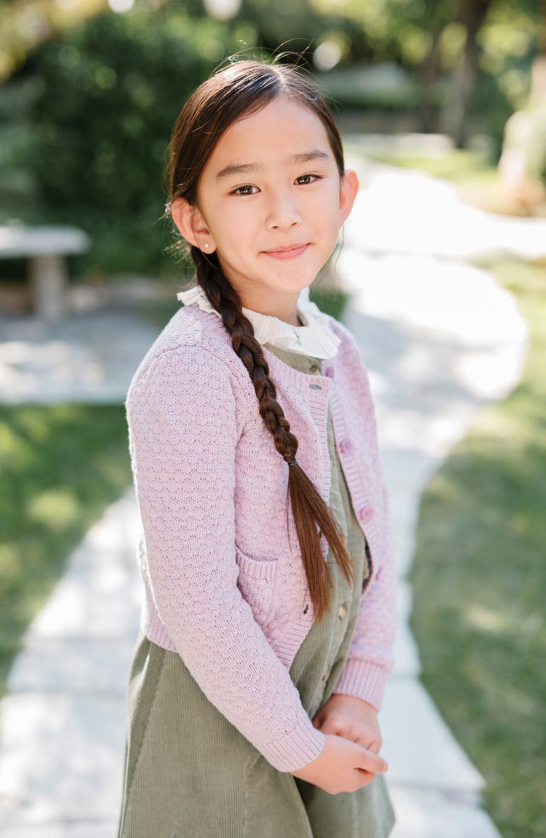 Hope & Henry Kids' Organic Long Sleeve Textured Cardigan Sweater, Alternate, color, Lavender Heather