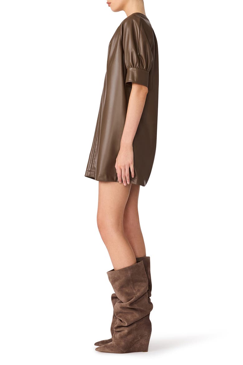 Sharleeen Puff Sleeve Faux Leather Shift Dress, Alternate, color, COCO