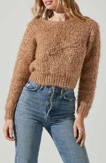 ASTR the Label Alma Metallic Bouclé Crop Sweater