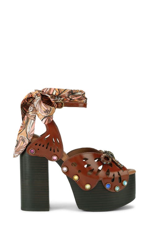 Butterfly Platform Ankle Strap Sandal (Women)