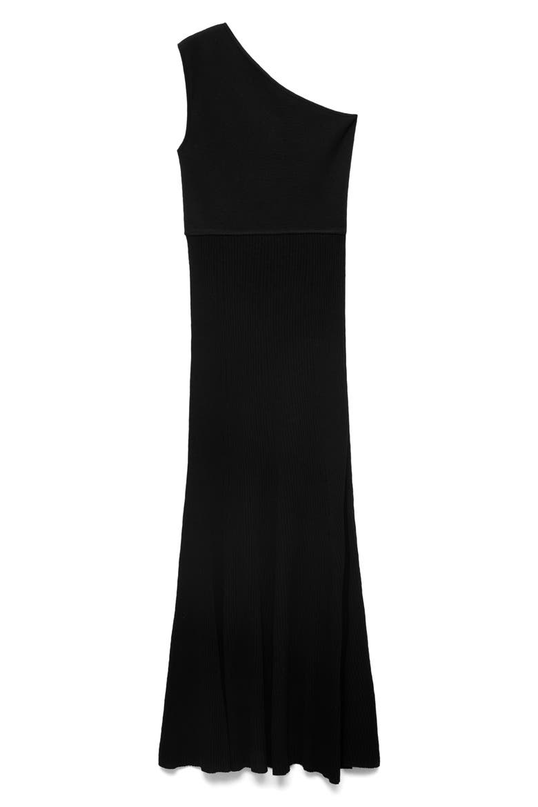 One-Shoulder Rib Maxi Dress, Alternate, color, BLACK