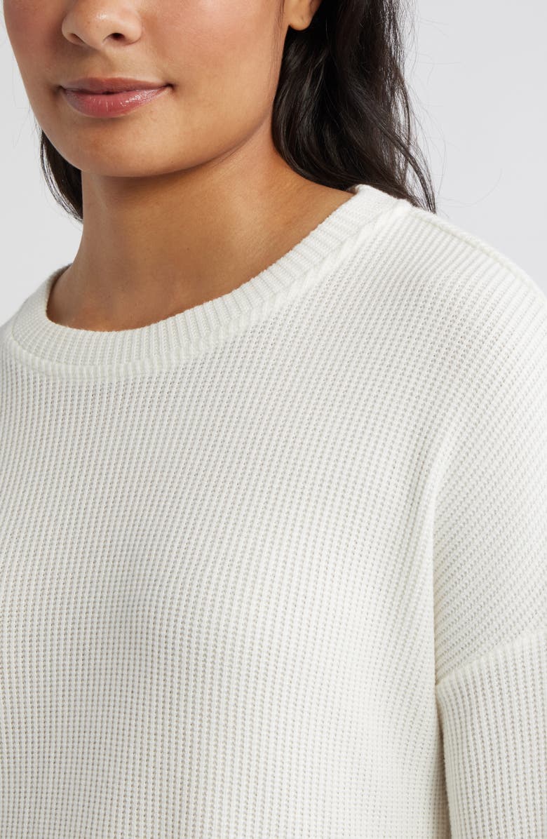 Caslon<sup>®</sup> Long Sleeve Waffle Knit T-Shirt, Alternate, color, Ivory Pristine