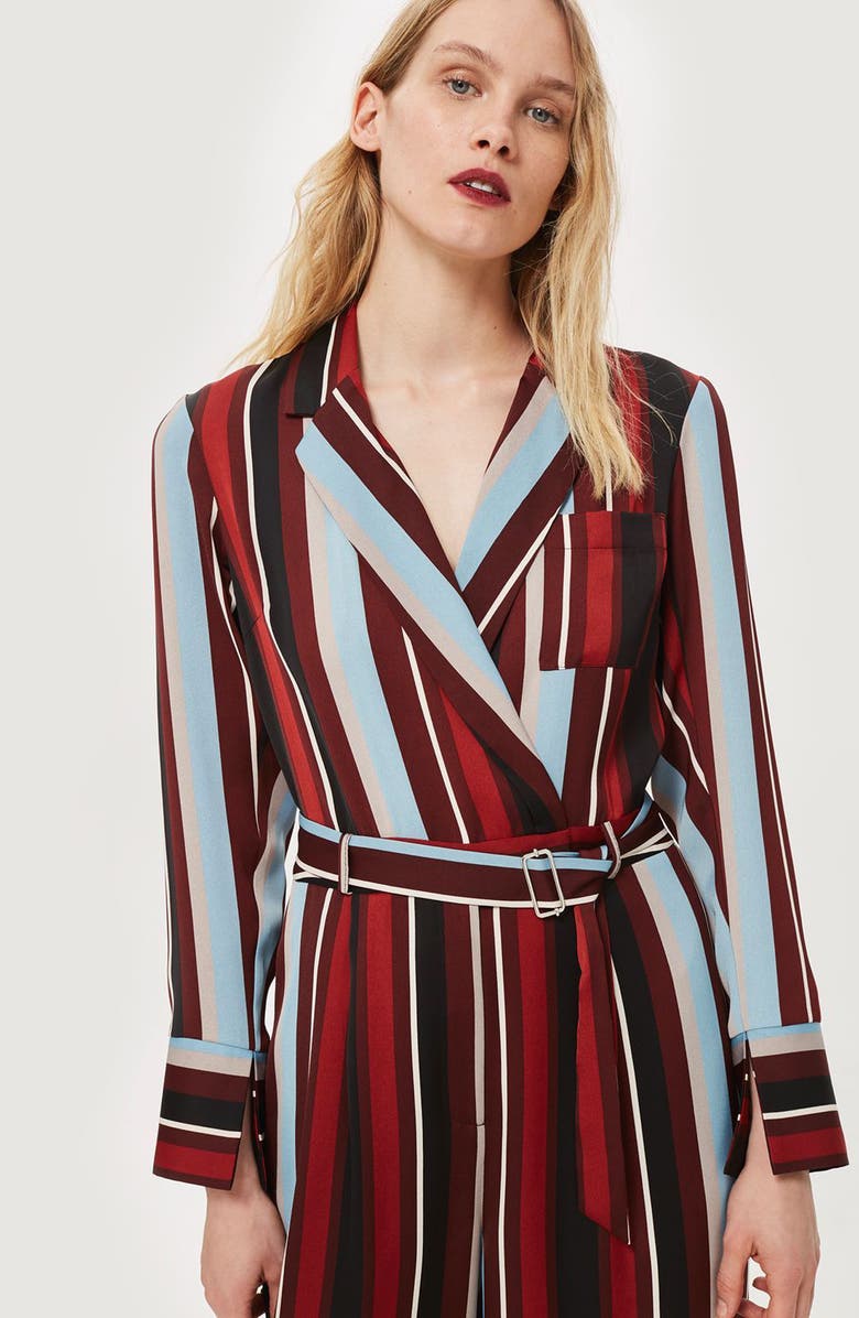 Topshop Stripe Jumpsuit, Alternate, color,