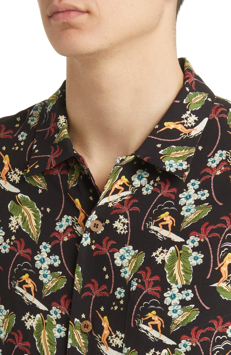 A.P.C. Lloyd Floral Short Sleeve Button-Up Camp Shirt, Alternate, color, 