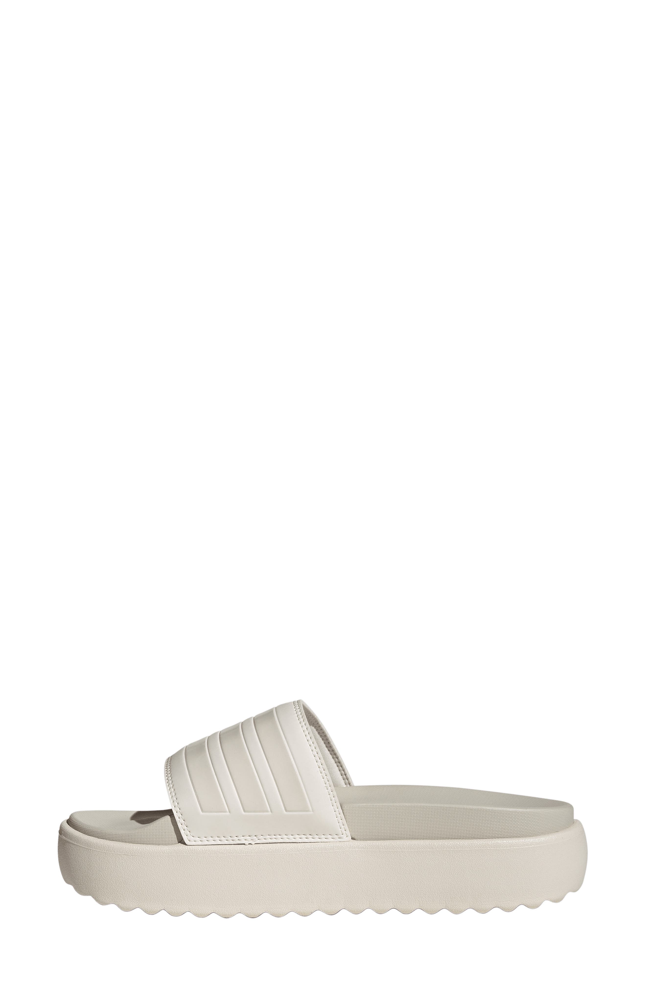 adidas Adilette Platform Slide Sandal, Alternate, color, Chalk White/ White/ Grey