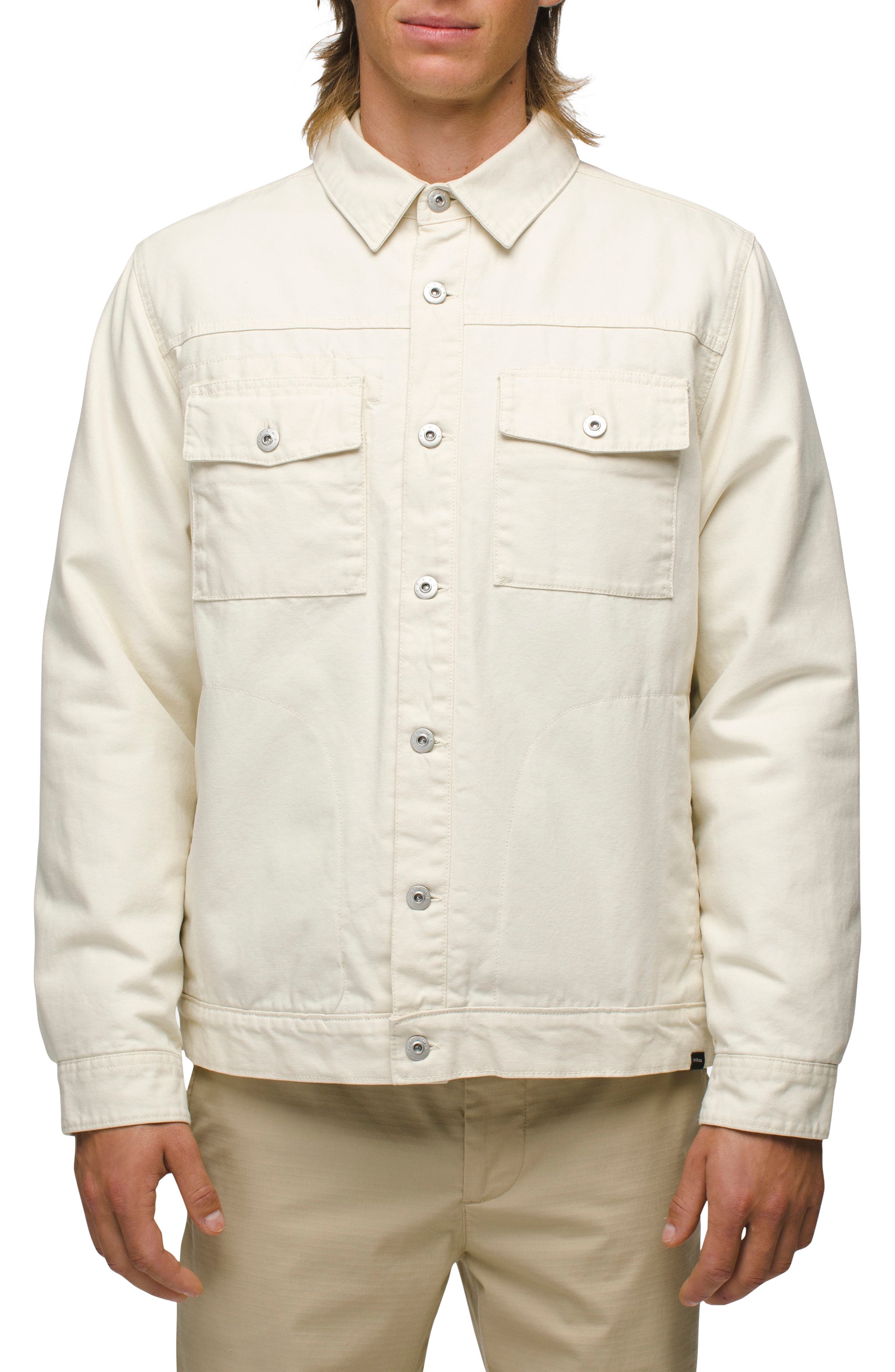 prAna Grover Flannel Lined Canvas Jacket in Chalk 