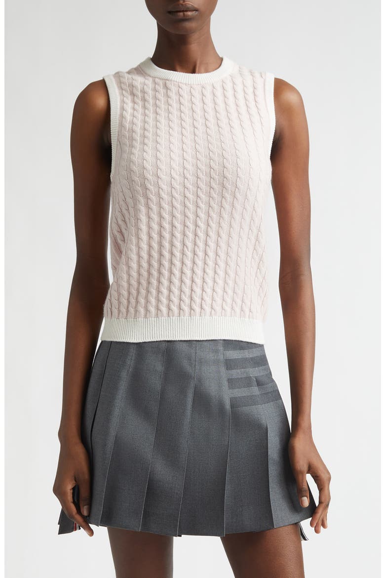 Baby Cable Stitch Cashmere Sweater Shell, Main, color, LIGHT PINK