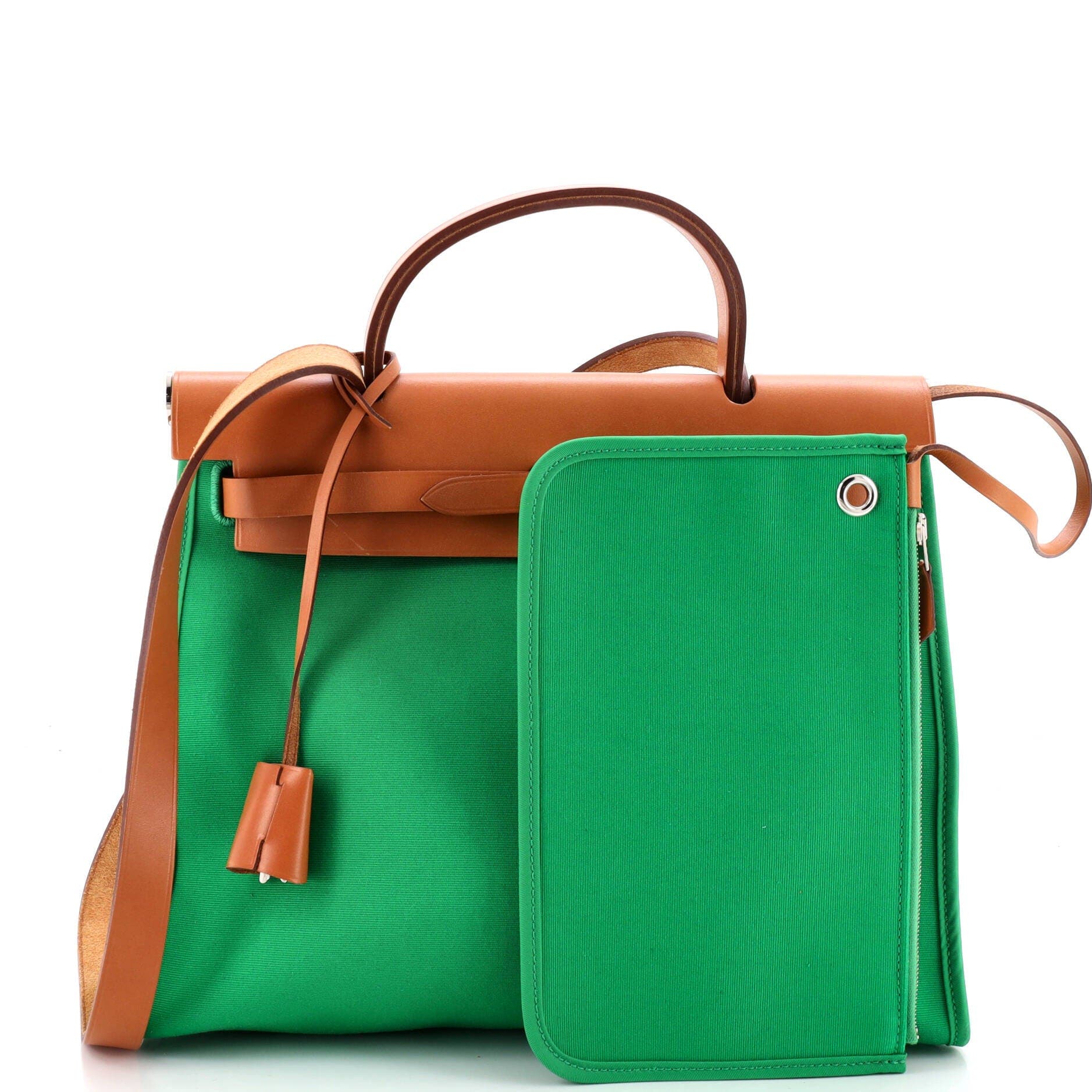 Herbag Zip Leather and Toile 31, Alternate, color, Green