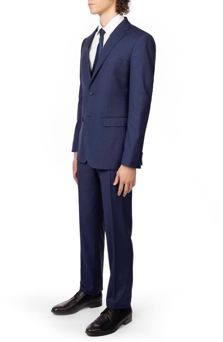 ZANETTI Navy Trim Fit Mélange Suit, Alternate, color, Navy
