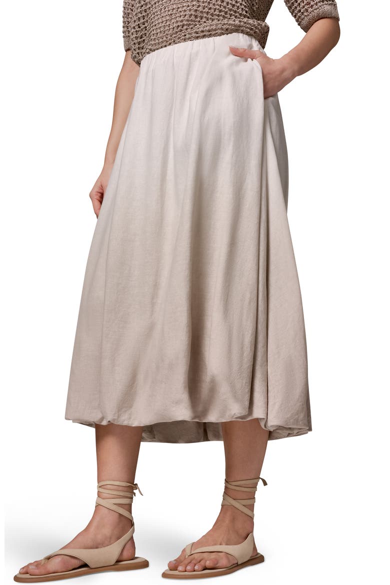 Dip Dye Bubble Hem Linen Blend Midi Skirt, Alternate, color, SANDSTONE
