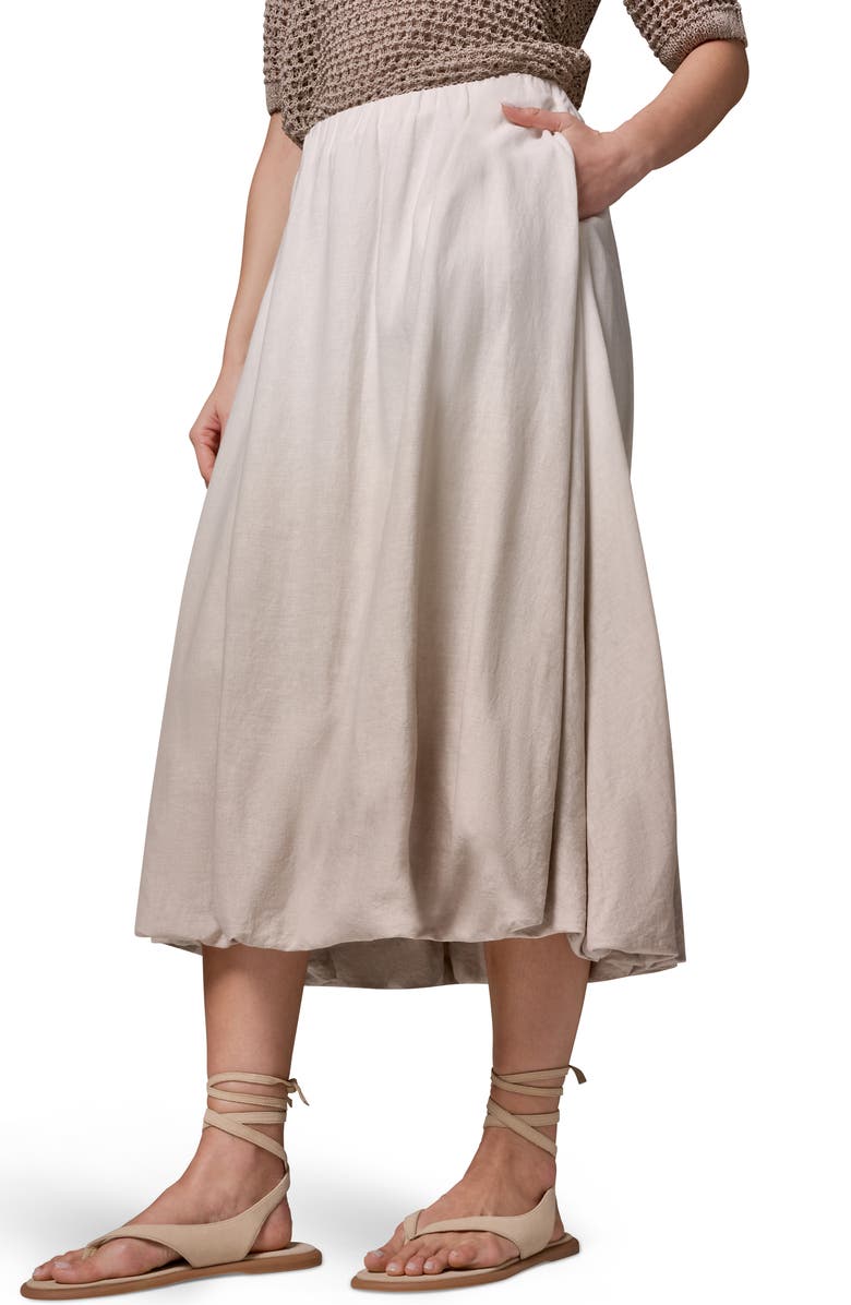 Donna Karan New York Dip Dye Bubble Hem Linen Blend Midi Skirt, Alternate, color, Sandstone