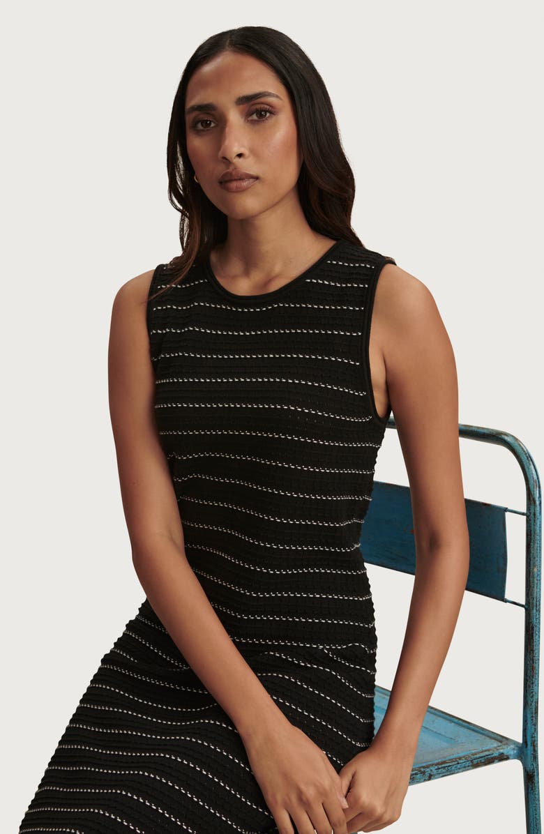 Varley Beesley Stitch Knit Midi Dress, Alternate, color, Black
