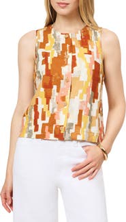 Scotch & Soda Sleeveless Linen Blend Button-Up Shirt