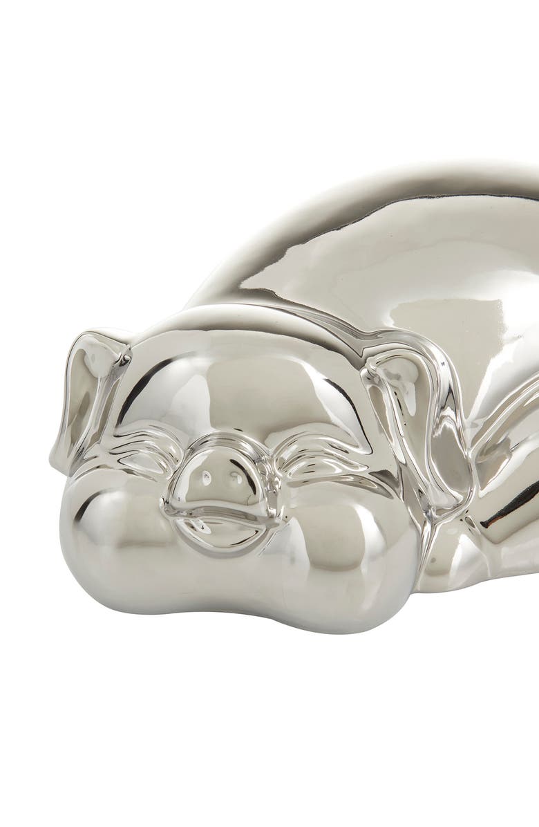 COSMO BY COSMOPOLITAN Silvertone Porcelain Glam Pig Sculpture, Alternate, color, Silver