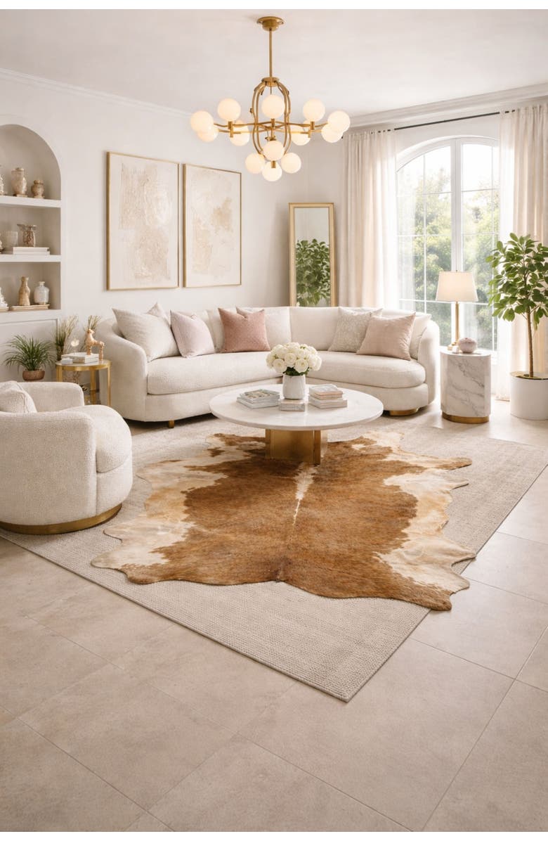 Rhacam Eco Hides RH Rugs Gisselle Brown and White Cowhide Rug 8'2" × 6'3", Alternate, color, Brown And White