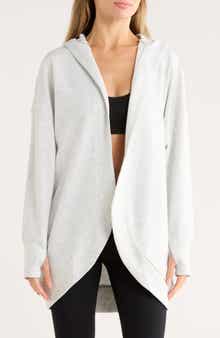 Side Pocket Open Front Fleece Hoodie