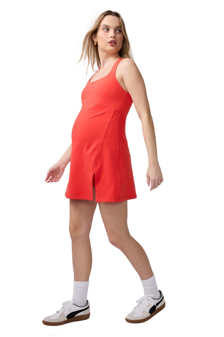 Maternity Active Dress with Built-In Shorts & Double Layer Bra, Alternate, color, Hibiscus
