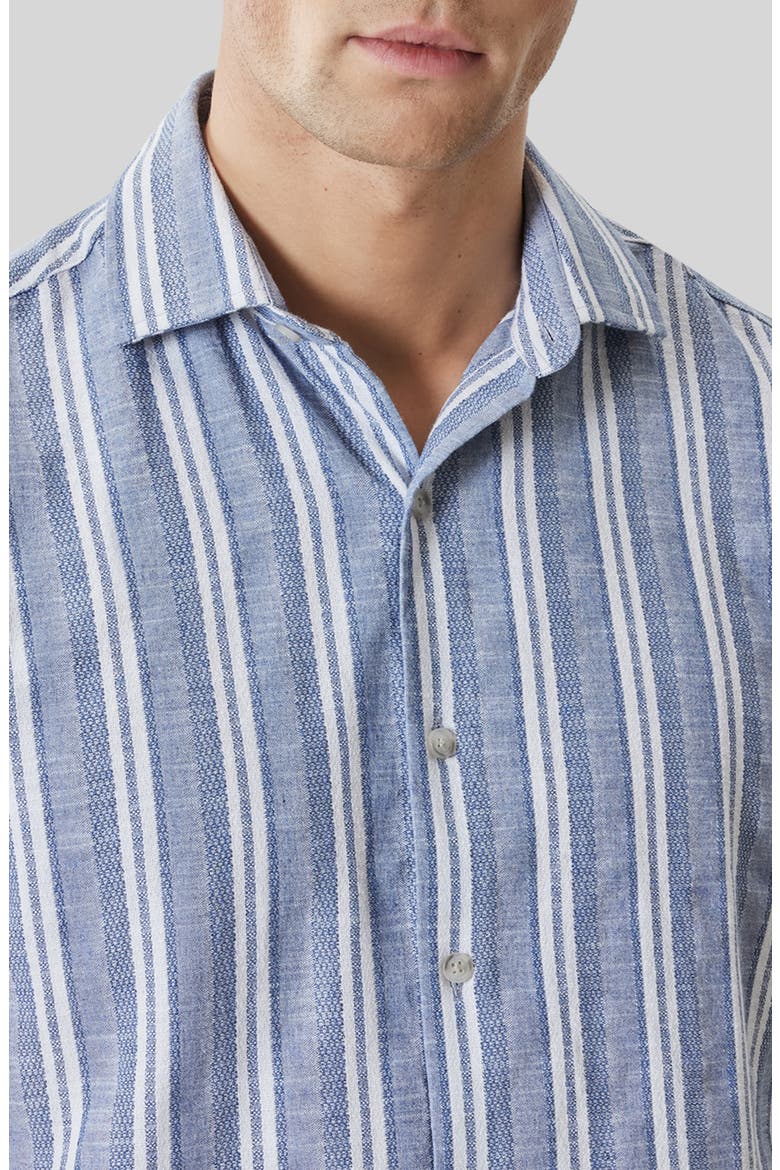 Daiki Stripe Short Sleeve Button-Up Shirt, Alternate, color, VINTAGE BLUE